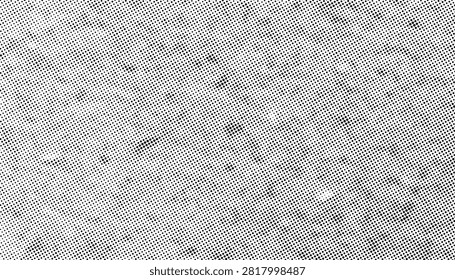 Abstract halftone texture with realistic distressed surface and subtle rough details. Monochrome grunge background inspired by concrete, plaster, stone or asphalt for posters, overlays and design.