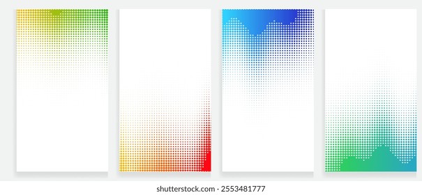 Abstract Halftone Texture Set Dynamic Vector Gradient Patterns in Eye-Catching Colors for Modern Marketing and Design Applications