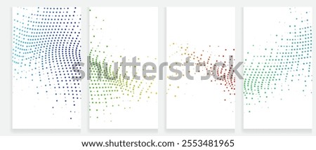 Abstract Halftone Texture Set Explore Colorful Gradient Backgrounds with Dynamic Dots in Green, Blue, Yellow, and Red for Eye-Catching Marketing