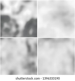 Abstract halftone texture sets. Monochrome dots pattern chaotic. Print background template