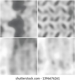 Abstract halftone texture sets. Monochrome dots pattern chaotic. Print background template