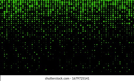 Abstract halftone texture. Vector dots background. Green particles of different sizes.