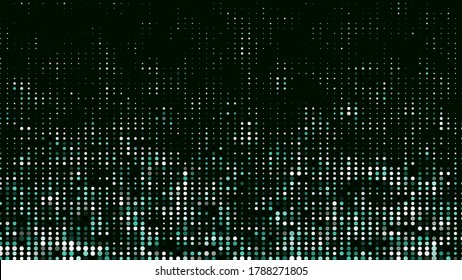 Abstract halftone texture. Vector dots background. Green particles of different sizes.