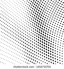 Abstract halftone texture wave dots black on white background