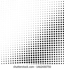 Abstract halftone texture wave dots black on white background