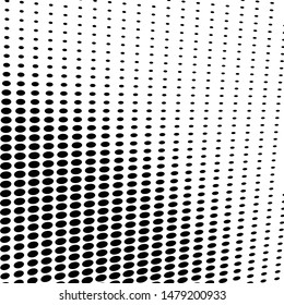 Abstract halftone texture wave dots black on white background