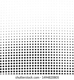 Abstract halftone texture wave dots black on white background