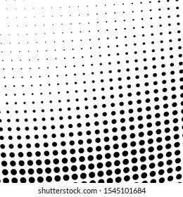Abstract halftone texture wave dots black on white background
