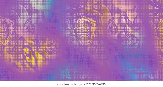 Abstractas ilustración texturizada semitono. Fondo decorativo ornamental Paisley de desenfoque de Vector con efecto de semitono.