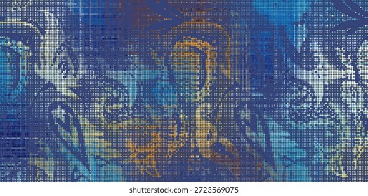 Abstractas ilustración texturizada semitono. Fondo decorativo ornamental Paisley de desenfoque de Vector con efecto de semitono.