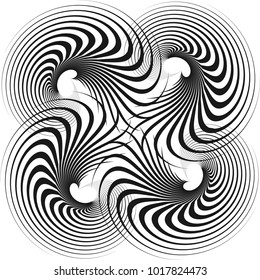 Abstract halftone twisted background. Creative geometric pattern. Vector modern design black and white background.