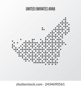 Abstract halftone United Emirates Arab map isolated on white background. Vector illustration