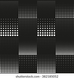Abstract halftone vector background. Black and white seamless dotted pattern