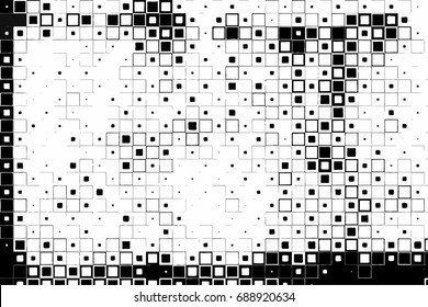 Abstract halftone vector background black and white. Monochrome grunge texture. Vector vintage design in black and white. Halftone black and white drawing