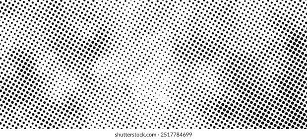 Abstract halftone vector background. Grunge texture illustration. Retro pixelated backdrop. White and black halftone wallpaper. Dotted background.