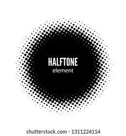 abstract halftone vector design element. Black dots round frame