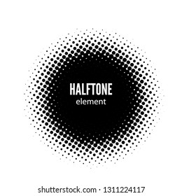 abstract halftone vector design element. Black dots round frame