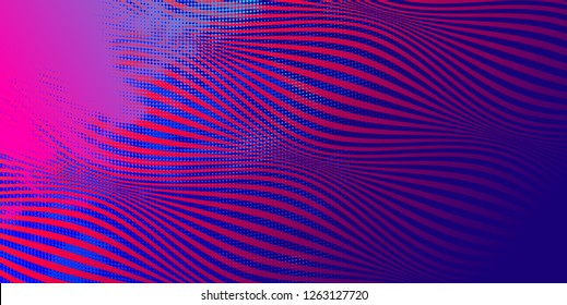 Abstract Halftone Vibrant Trendy Texture. Vector Fading Colors, And Merging Dotted Pattern With Flowing Lines.