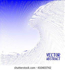 Abstract Halftone Wave Background. Blue Dots Pattern. Vector Illustration