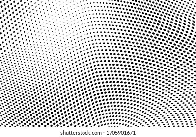 Abstract halftone wave background. Monochrome grunge pattern. Vector art texture. Template for printing on business cards, posters, wrapping paper