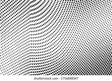 Abstract halftone wave background. Monochrome grunge pattern. Vector art texture. Template for printing on business cards, posters, wrapping paper