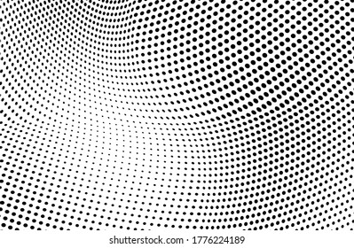 Abstract halftone wave background. Monochrome grunge pattern. Vector art texture. Template for printing on business cards, posters, wrapping paper