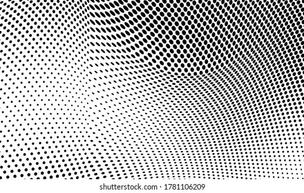 Abstract halftone wave background. Monochrome grunge pattern. Vector art texture. Template for printing on business cards, posters, wrapping paper