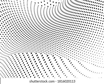 Abstract halftone wave background. Monochrome grunge pattern. Vector art texture. Template for printing on business cards, posters, wrapping paper