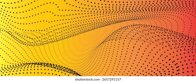 Fondo de onda de semitono Abstractas con degradado de amarillo a naranja: diseño moderno de Vector dinámico