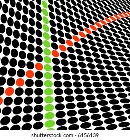abstract halftone wave in black, white, red and green - vector -