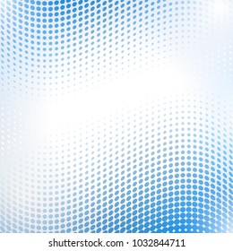 Abstract halftone wave in blue pattern dot background texture, vector illustration 