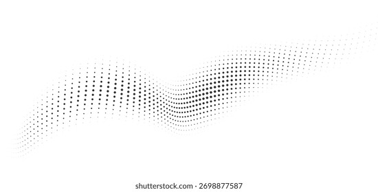 Abstract halftone wave design, dynamic black dot pattern, modern flowing curve element, subtle monochrome motion graphic, digital technology background