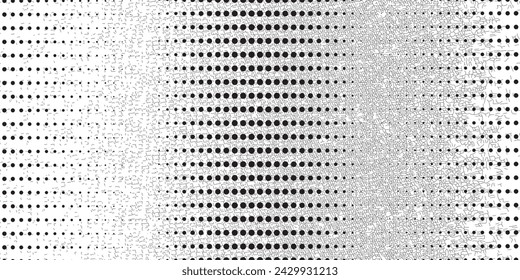 Abstract halftone wave dots background. Futuristic twisted grunge pattern, dots, circles.