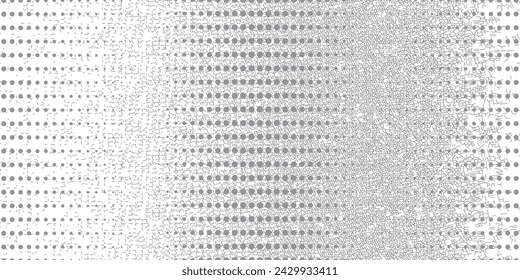 Abstract halftone wave dots background. Futuristic twisted grunge pattern, modern dots, circles.
