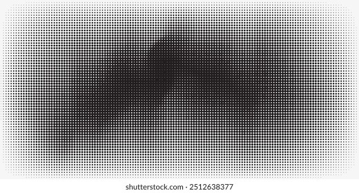 Abstract halftone wave dots background. Futuristic twisted grunge pattern, dots, circles. Vector modern optical pop art texture for poster, business card, cover, label mock-up, layout sticker 