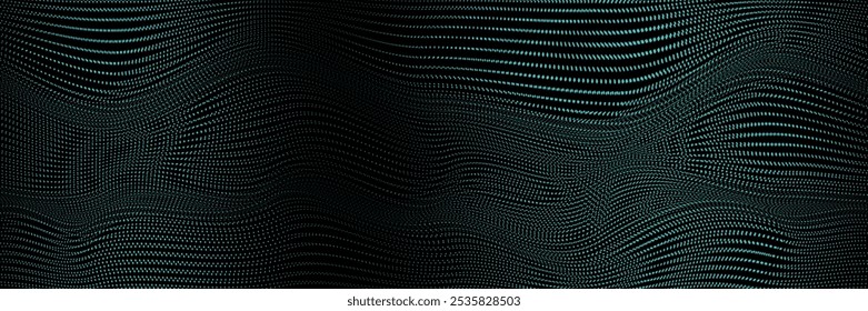 Abstract halftone wave dots background. Futuristic twisted grunge pattern, dots, circles. Vector.
