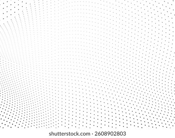 Abstract halftone wave dots background. Futuristic twisted grunge pattern, dots, circles. Vector modern optical pop art texture for posters, business cards and etc 