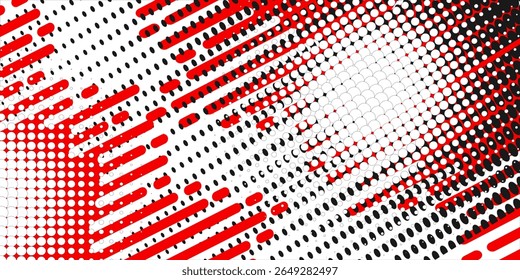 Fondo de puntos de onda de semitono Abstractas. Patrón de grunge retorcido futurista, puntos, círculos. Vector de textura de arte pop óptico moderno para carteles, tarjetas de visita, etc. Eps10