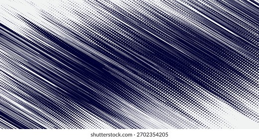 Fundo de pontos de onda de meio-tom abstrato. Padrão de grunge retorcido futurista, pontos, círculos. Vetor moderno óptico pop art textura para cartazes, cartões de visita e etc