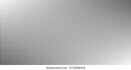Fondo de puntos de onda de semitono Abstractas. Patrón de grunge retorcido futurista salpica círculos. Vector de textura de arte pop óptico moderno para la cubierta de la tarjeta de visita del cartel arte simple