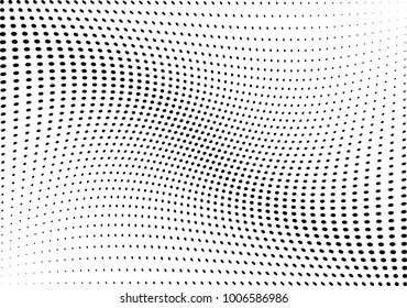Abstract halftone wave dotted background. Futuristic twisted grunge pattern, dot, circles.  Vector modern optical pop art texture for posters, business cards, cover, labels mock-up, stickers layout