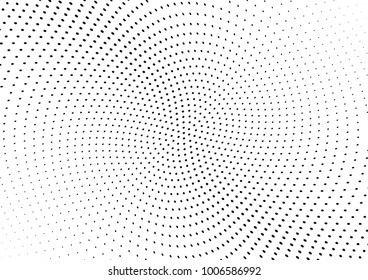 Abstract halftone wave dotted background. Futuristic twisted grunge pattern, dot, circles.  Vector modern optical pop art texture for posters, business cards, cover, labels mock-up, stickers layout