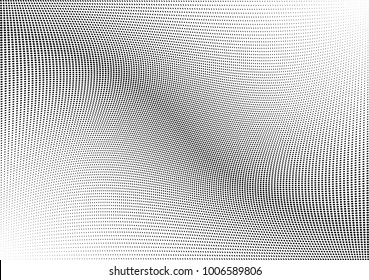 Abstract halftone wave dotted background. Futuristic twisted grunge pattern, dot, circles.  Vector modern optical pop art texture for posters, business cards, cover, labels mock-up, stickers layout