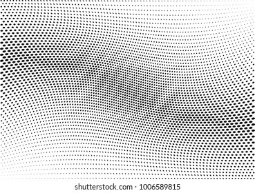 Abstract halftone wave dotted background. Futuristic twisted grunge pattern, dot, circles.  Vector modern optical pop art texture for posters, business cards, cover, labels mock-up, stickers layout