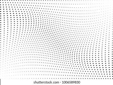 Abstract halftone wave dotted background. Futuristic twisted grunge pattern, dot, circles.  Vector modern optical pop art texture for posters, business cards, cover, labels mock-up, stickers layout