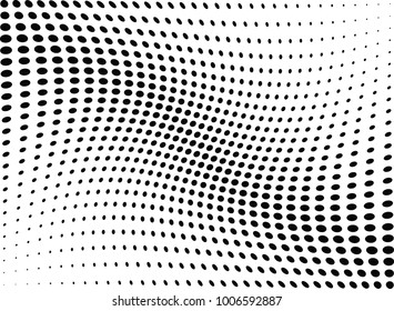Abstract halftone wave dotted background. Futuristic twisted grunge pattern, dot, circles.  Vector modern optical pop art texture for posters, business cards, cover, labels mock-up, stickers layout