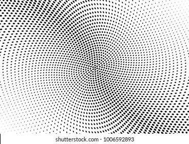 Abstract halftone wave dotted background. Futuristic twisted grunge pattern, dot, circles.  Vector modern optical pop art texture for posters, business cards, cover, labels mock-up, stickers layout
