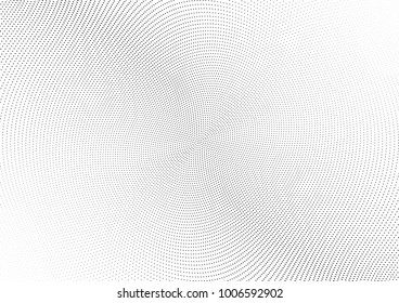 Abstract halftone wave dotted background. Futuristic twisted grunge pattern, dot, circles.  Vector modern optical pop art texture for posters, business cards, cover, labels mock-up, stickers layout