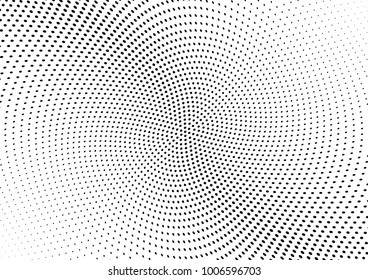 Abstract halftone wave dotted background. Futuristic twisted grunge pattern, dot, circles.  Vector modern optical pop art texture for posters, business cards, cover, labels mock-up, stickers layout