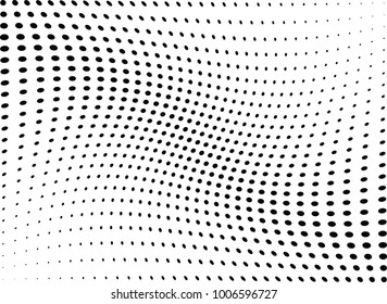 Abstract halftone wave dotted background. Futuristic twisted grunge pattern, dot, circles.  Vector modern optical pop art texture for posters, business cards, cover, labels mock-up, stickers layout